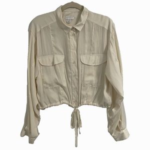 TopShop Silky Cinched Flowy Top Shop Blouse